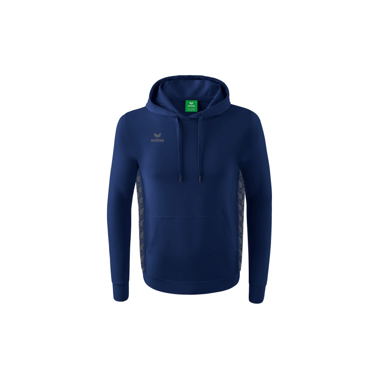 Erima Kapuzenpullover Essential Team Kapuzensweat (weiche Baumwolle, Rippbündchen) navyblau/grau Herren